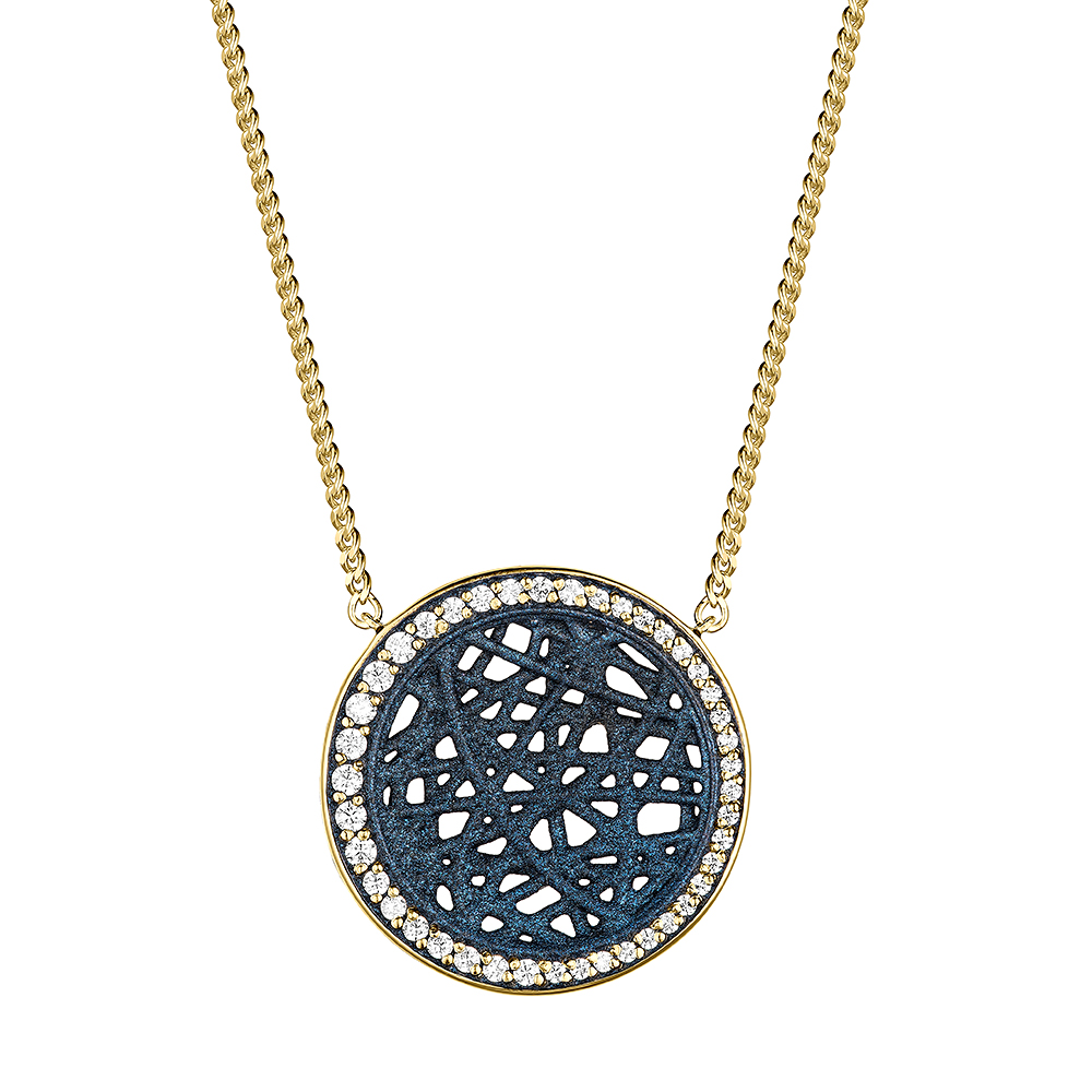 Колье из серебра с камнем Фианит, вставками эмали фото, цены