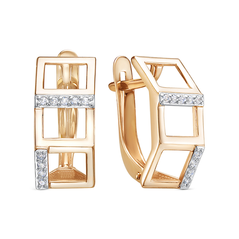 Серьги из золота с камнем Фианит фото, цены