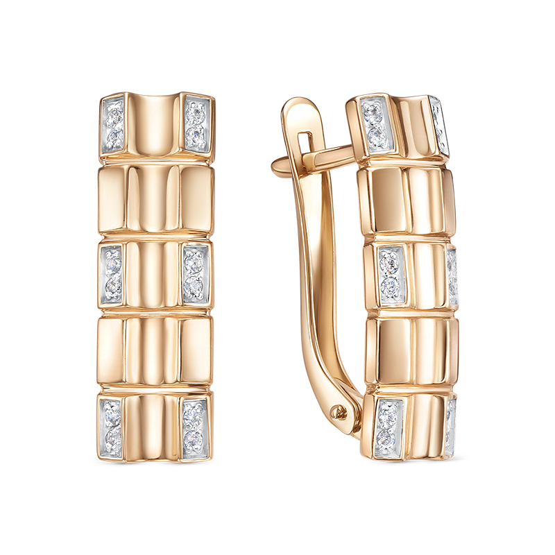 Серьги из золота с камнем Фианит фото, цены