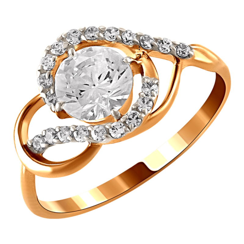 Кольцо из золота с камнем Фианит фото, цены