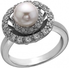 Кольцо из серебра с камнем Перламутр, Куб цирконий фото, цены