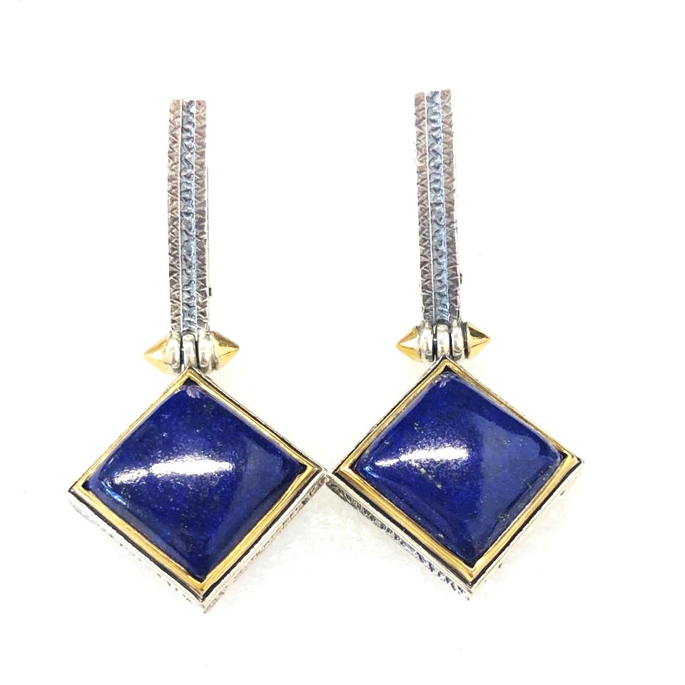 Серьги из серебра с камнем Лазурит фото, цены