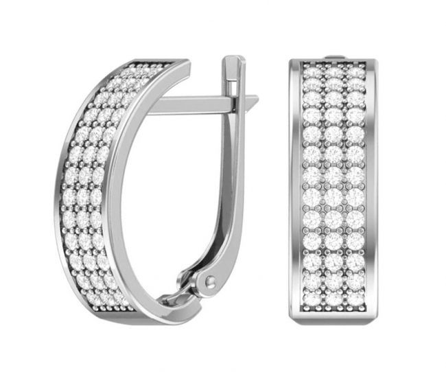 Серьги из серебра с камнем Фианит фото, цены