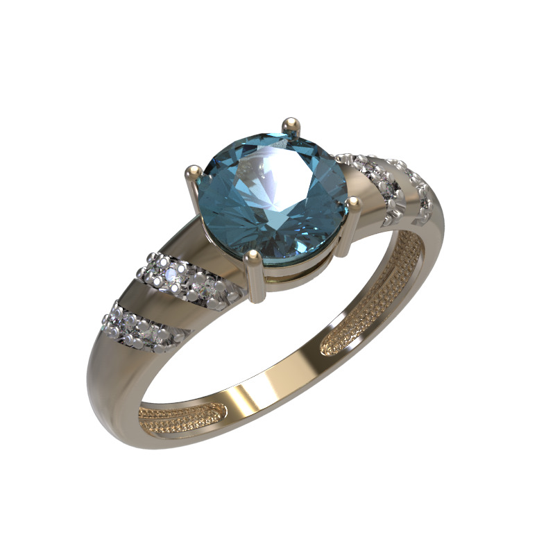 Кольцо из золота с камнем Топаз, Фианит фото, цены