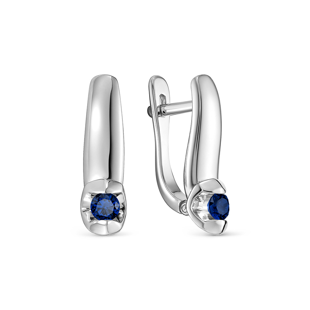 Серьги из золота с камнем Сапфир фото, цены