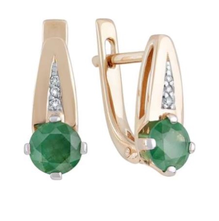 Серьги из золота с камнем Бриллиант, Изумруд фото, цены