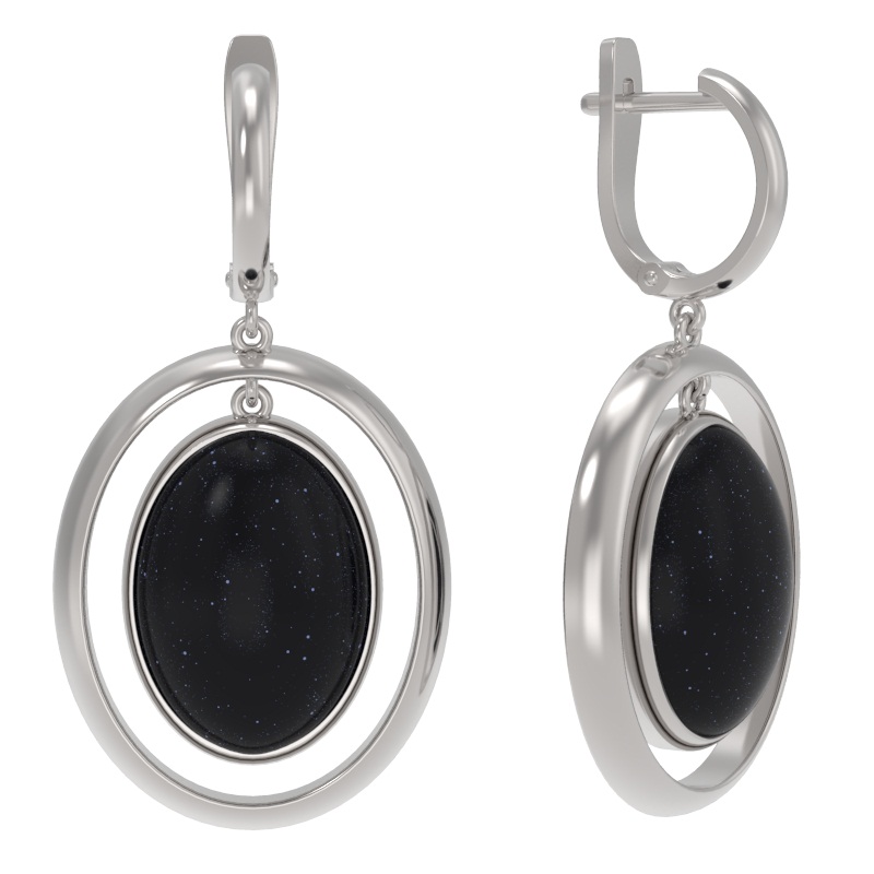 Серьги из серебра с камнем Авантюрин фото, цены