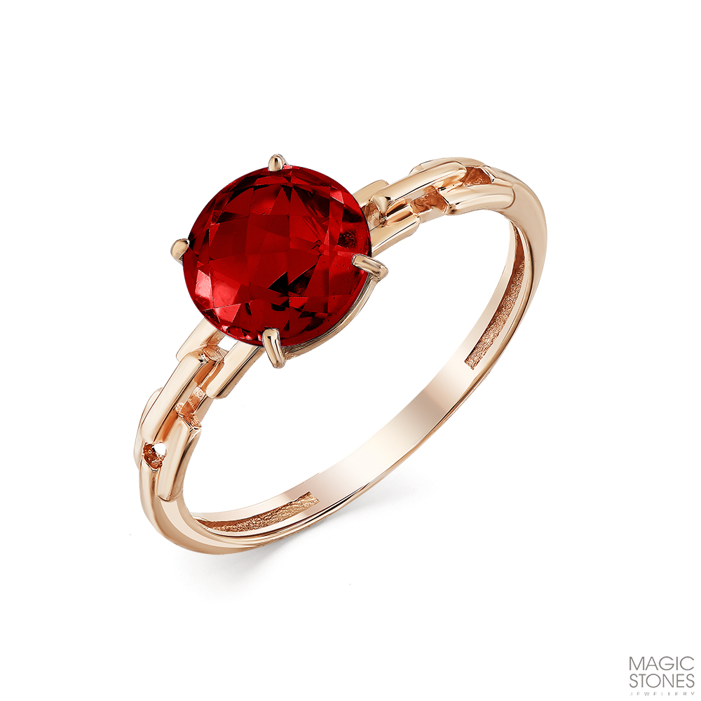 Кольцо из золота с камнем Гранат фото, цены