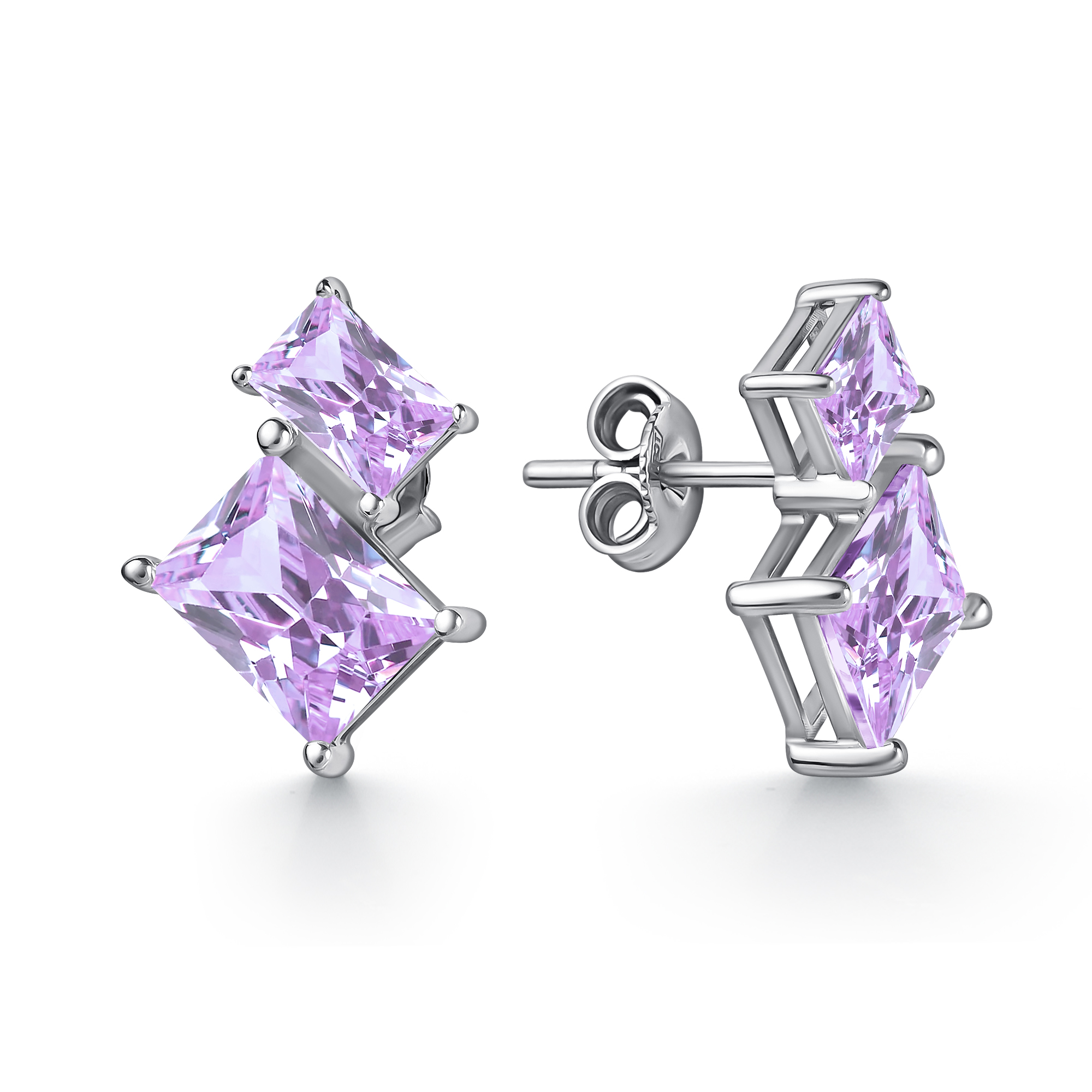 Пуссеты из серебра с камнем Фианит фото, цены