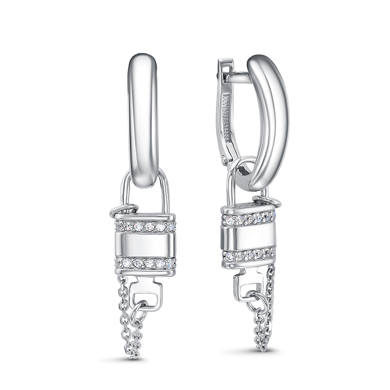 Серьги из серебра с камнем Фианит фото, цены