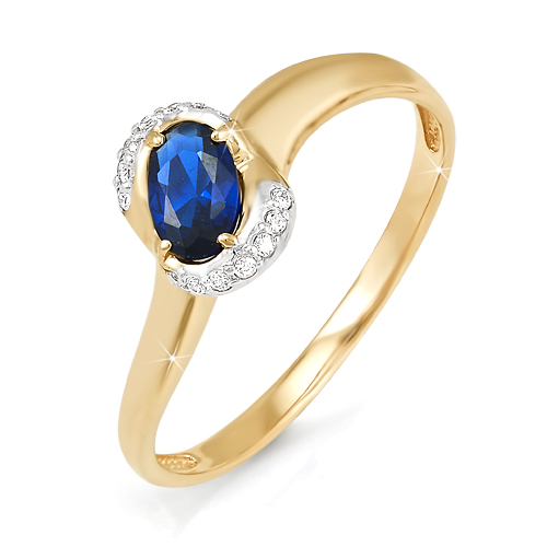 Кольцо из золота с камнем Бриллиант, Сапфир фото, цены