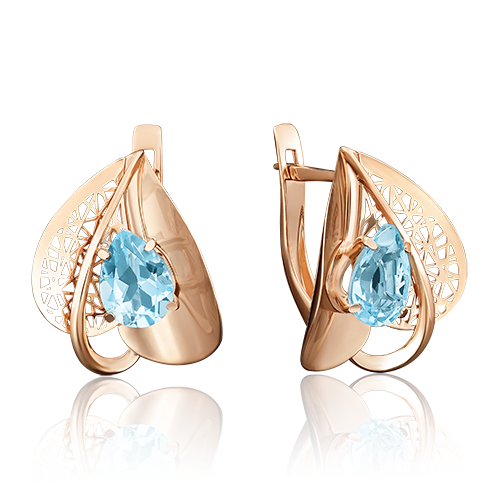 Серьги из золота с камнем Топаз фото, цены