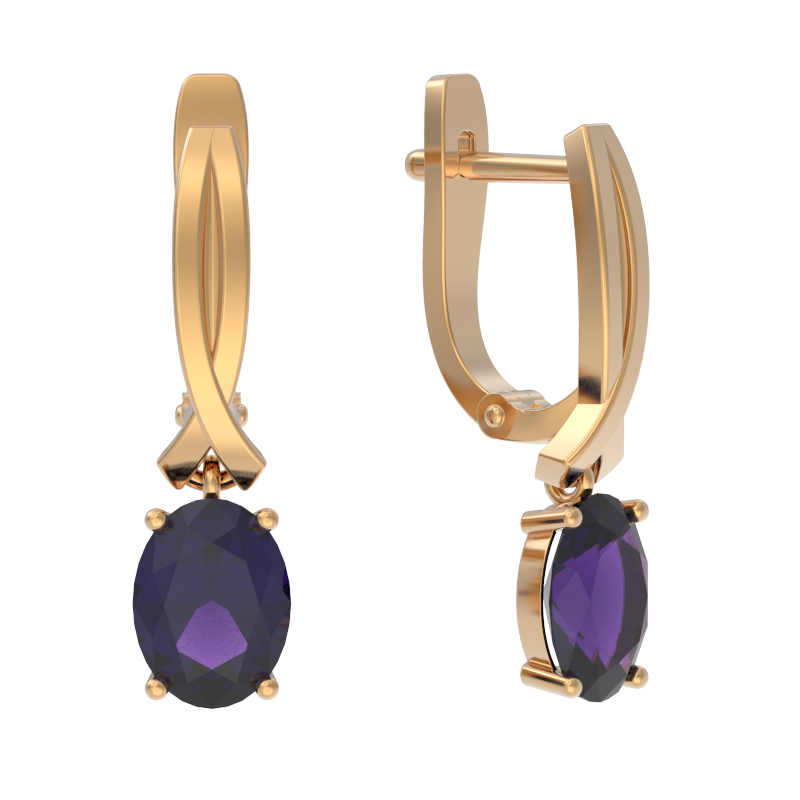 Серьги из золота с камнем аметист фото, цены