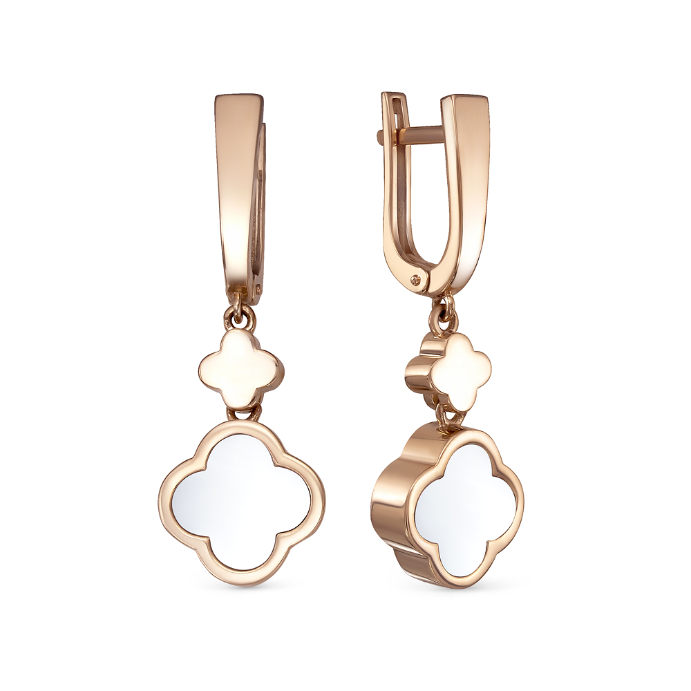 Серьги из золота с камнем Перламутр фото, цены