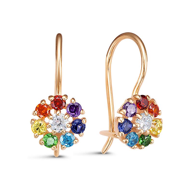 Серьги из золота с камнем Фианит фото, цены