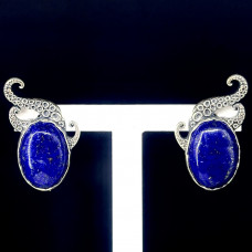 Серьги из серебра с камнем Лазурит фото, цены