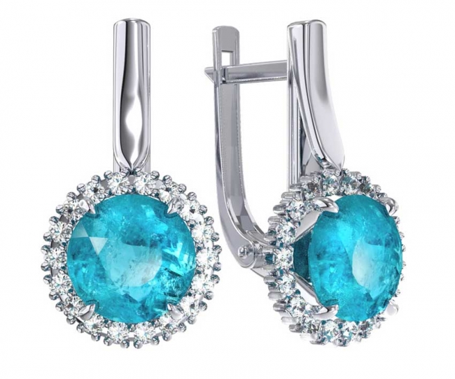 Серьги из серебра с камнем Фианит, Горный хрусталь фото, цены