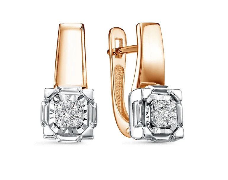 Серьги из золота с камнем Бриллиант фото, цены