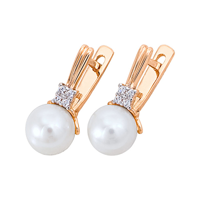 Серьги из золота с камнем Жемчуг фото, цены