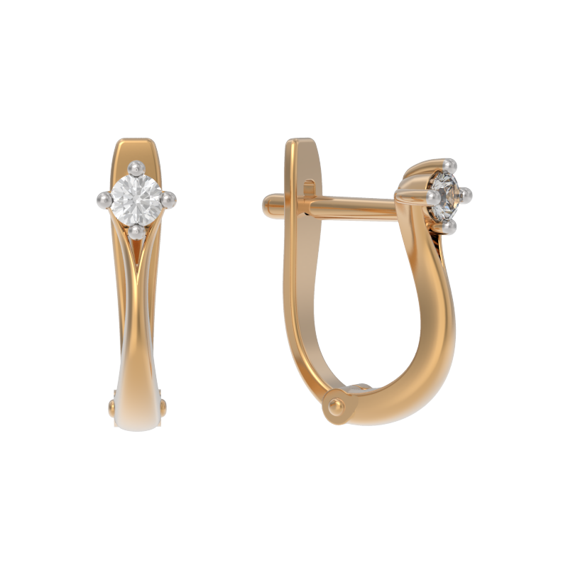 Серьги из золота с камнем Бриллиант фото, цены