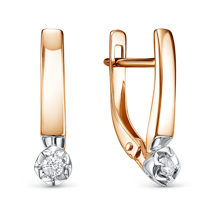 Серьги из золота с камнем Бриллиант фото, цены