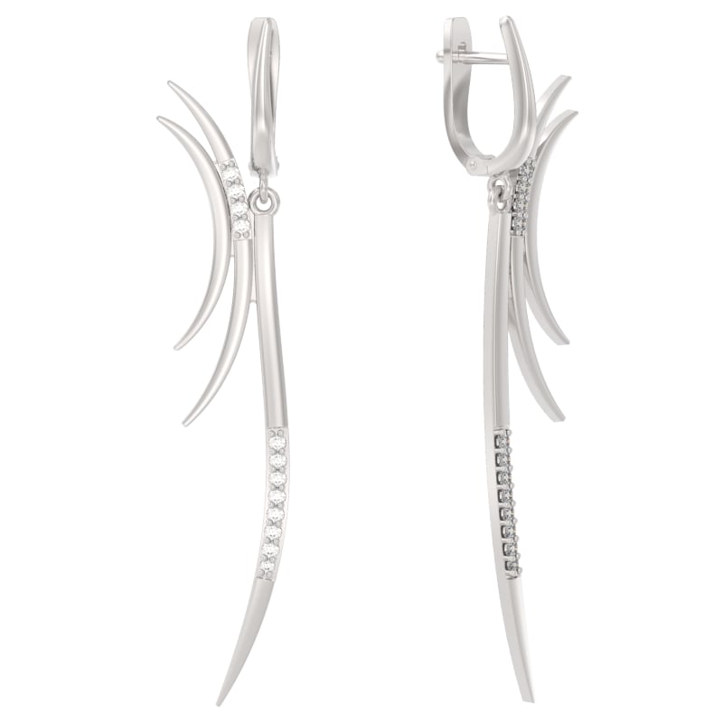 Серьги из серебра с камнем Фианит фото, цены