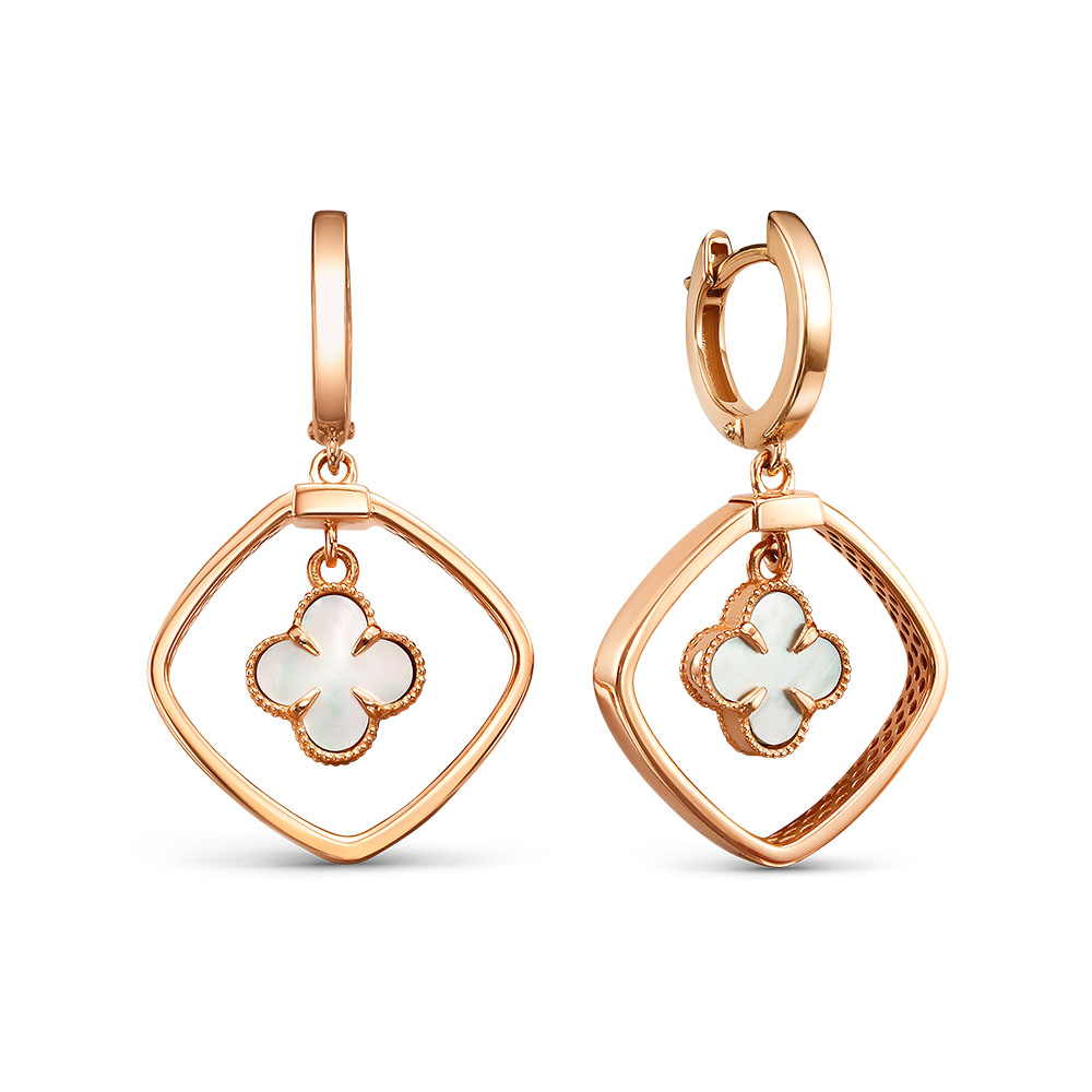 Серьги из золота с камнем Перламутр фото, цены