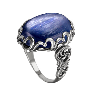 Кольцо из серебра с камнем Лазурит синт. фото, цены