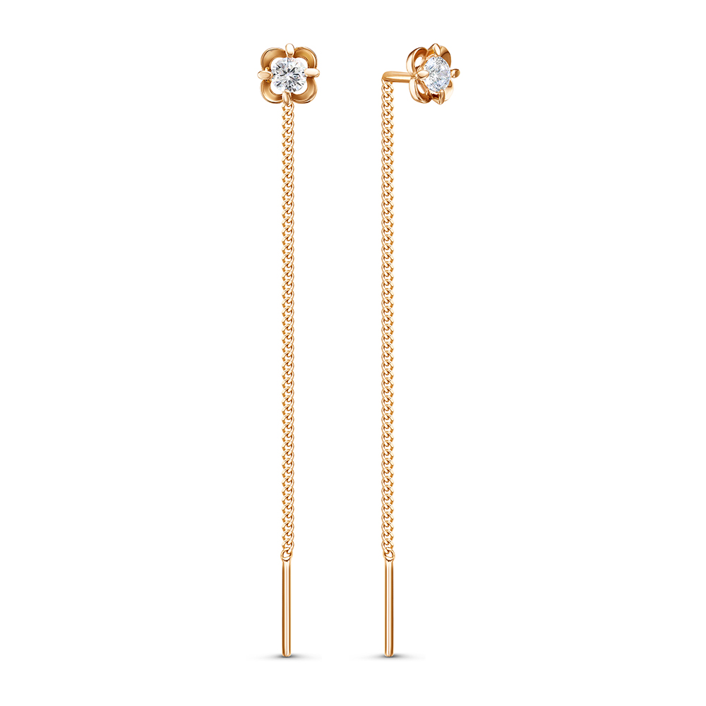 Продевки из золота с камнем Фианит фото, цены