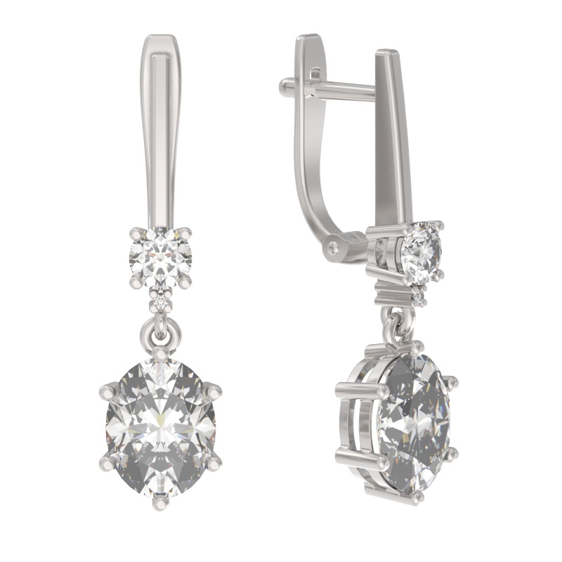 Серьги из серебра с камнем Фианит фото, цены