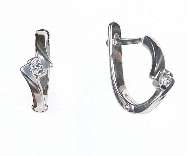 Серьги из серебра с камнем Фианит фото, цены