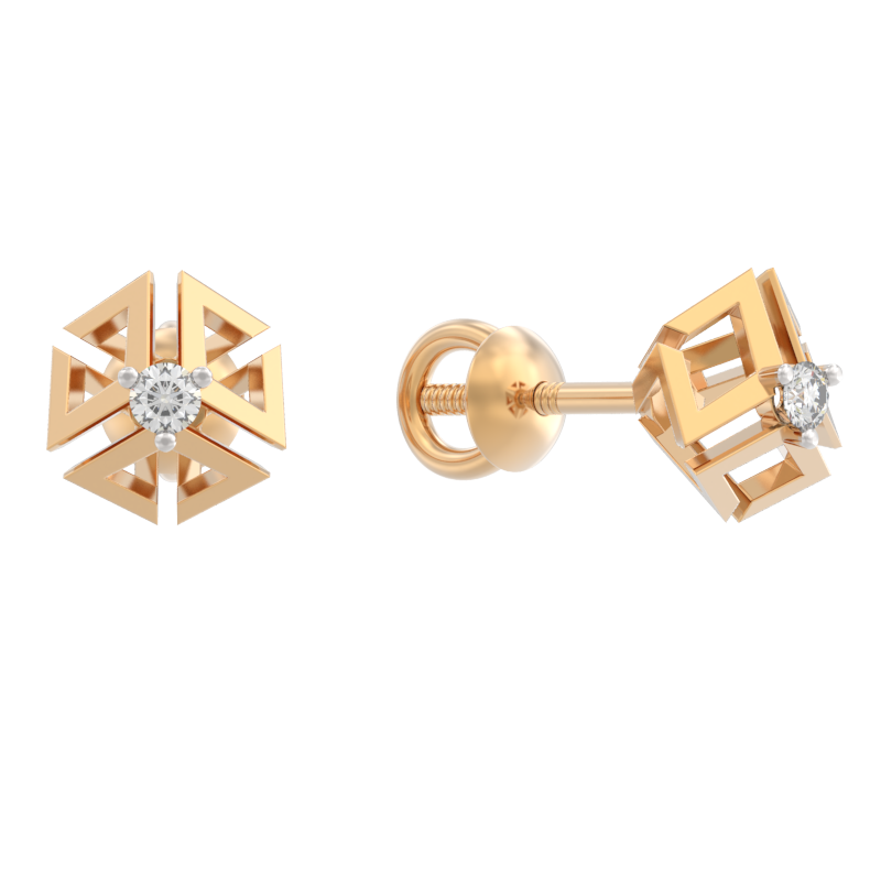 Пуссеты из золота с камнем Бриллиант фото, цены