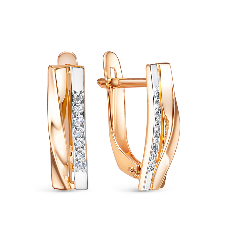 Серьги из золота с камнем Фианит фото, цены