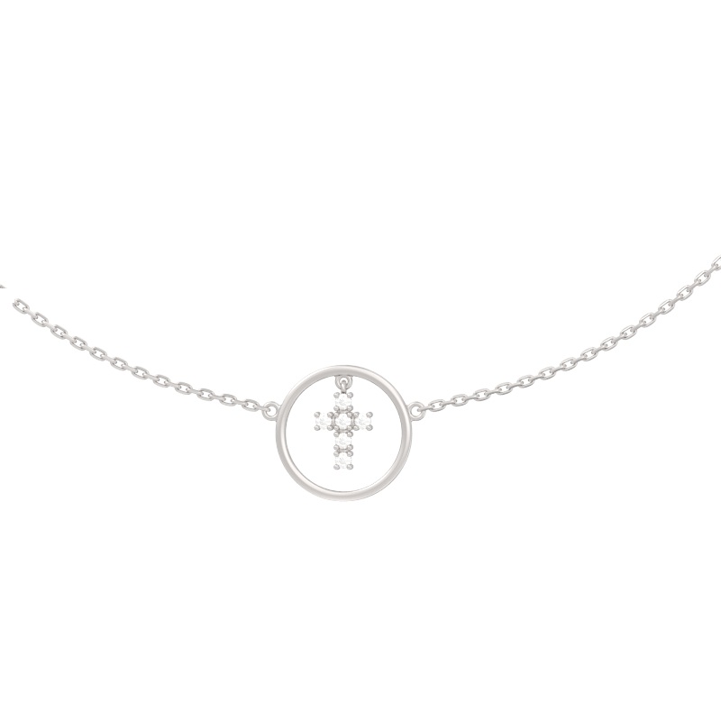 Колье из серебра с камнем Фианит фото, цены