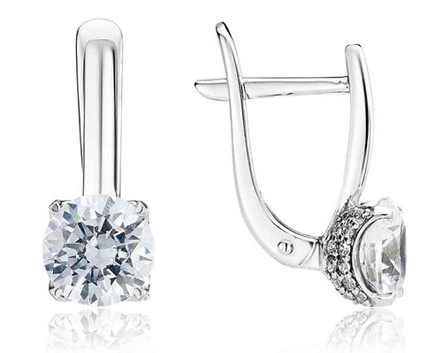 Серьги из золота с камнем Кристалл "Сваровски" фото, цены