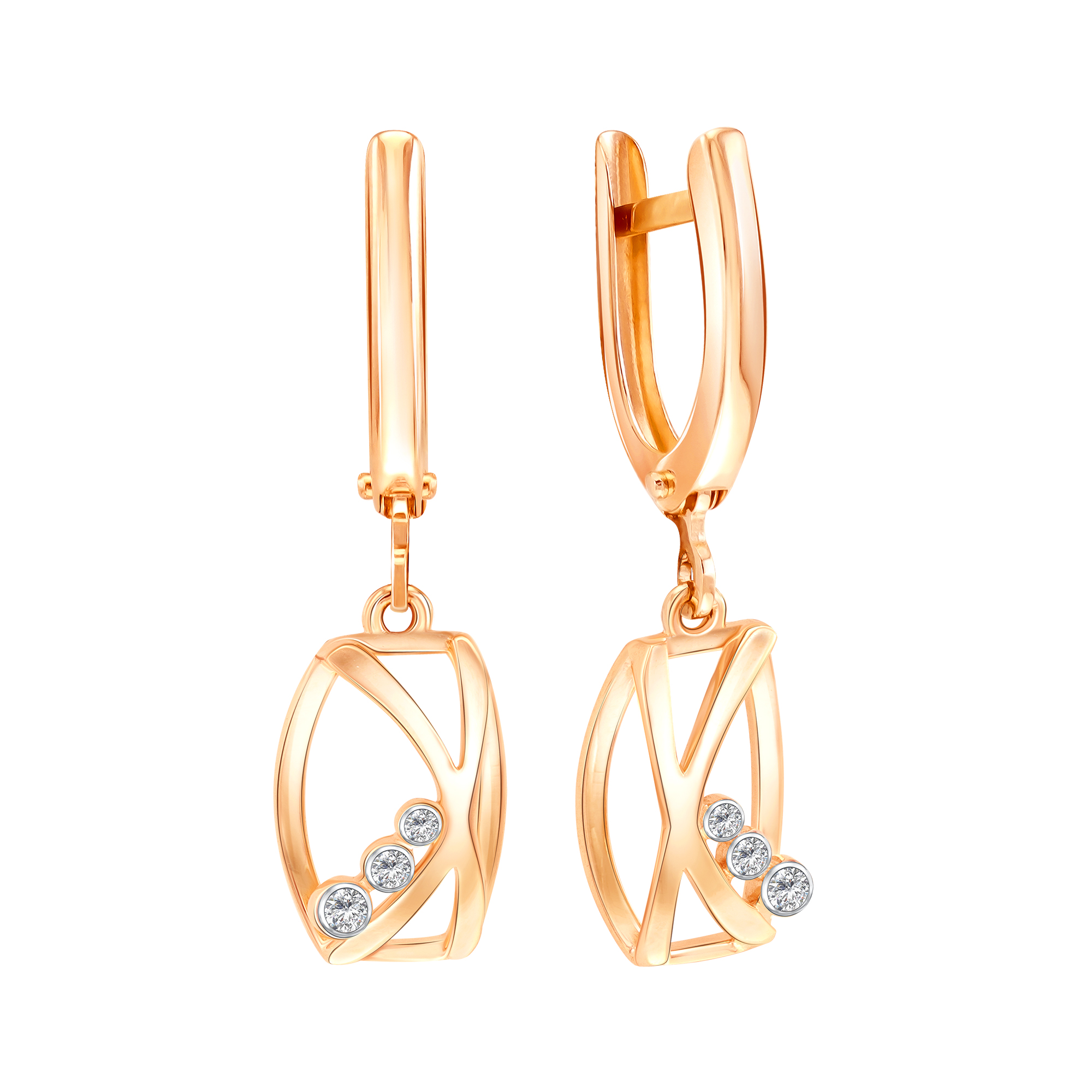 Серьги из золота с камнем Фианит фото, цены