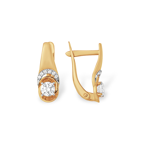 Серьги из золота с камнем Фианит фото, цены