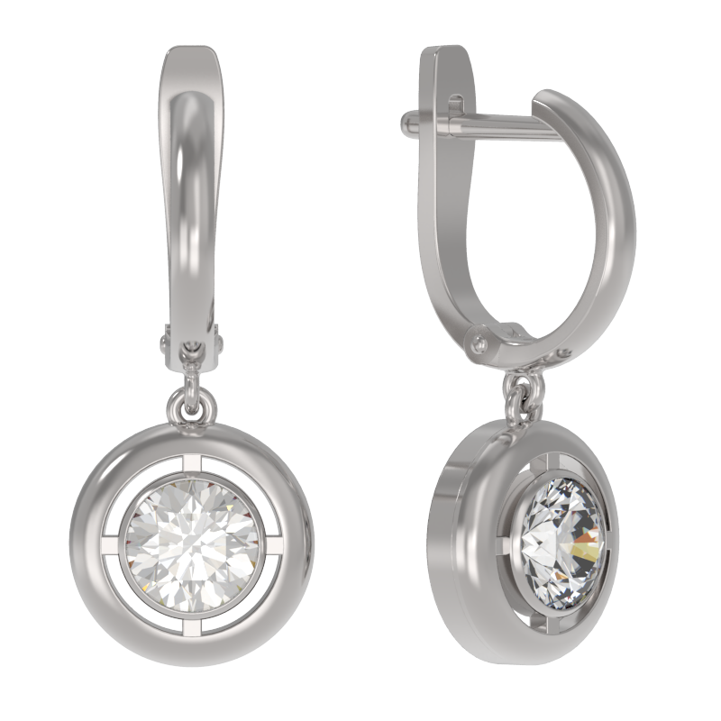 Серьги из серебра с камнем Фианит фото, цены