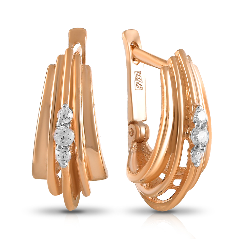 Серьги из золота с камнем Куб цирконий фото, цены