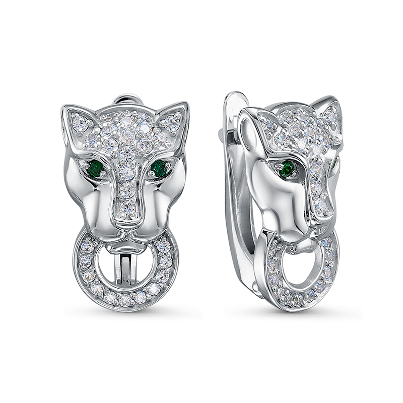 Серьги из серебра с камнем Фианит фото, цены