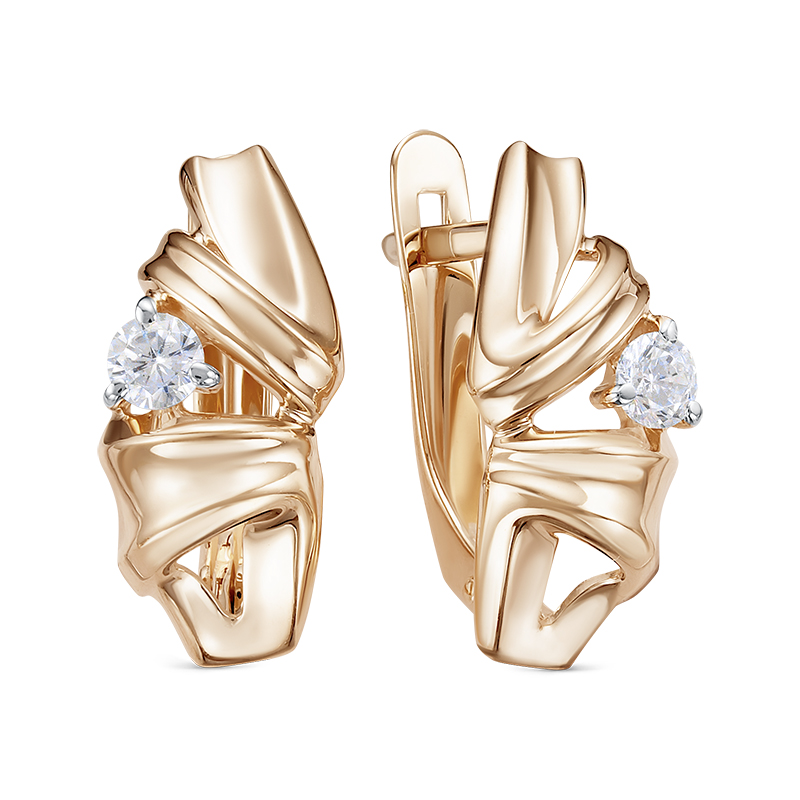 Серьги из золота с камнем Фианит фото, цены