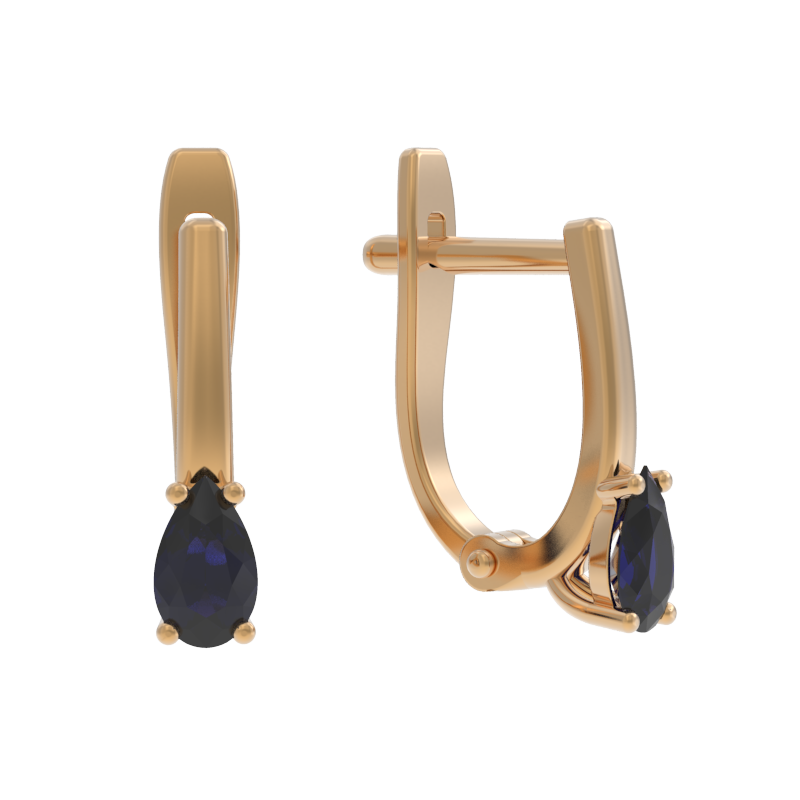 Серьги из золота с камнем Сапфир фото, цены