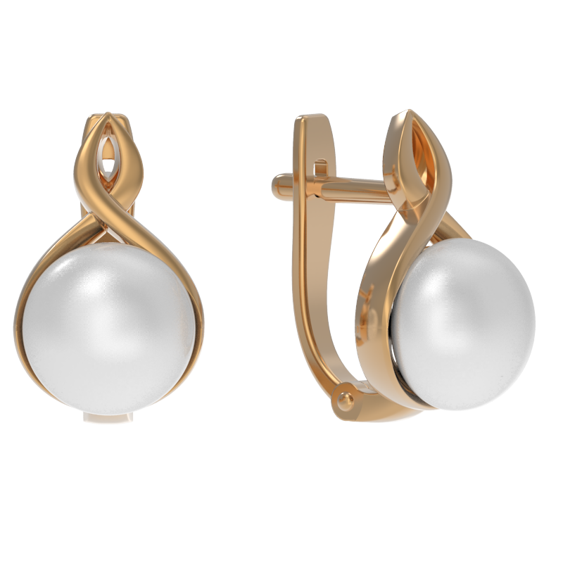 Серьги из золота с камнем Жемчуг фото, цены