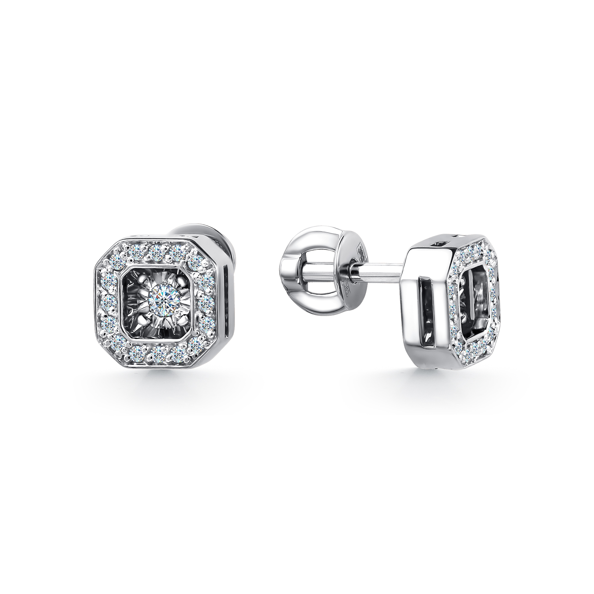 Пуссеты из золота с камнем Бриллиант,  фото, цены