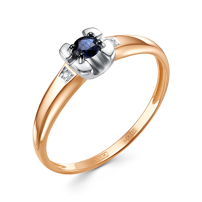 Кольцо из золота с камнем Бриллиант, Сапфир фото, цены