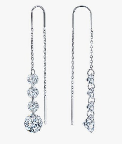 Серьги из серебра с камнем Куб цирконий фото, цены