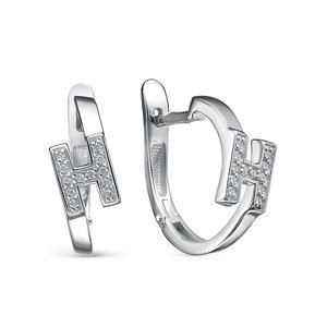 Серьги из серебра с камнем Фианит фото, цены