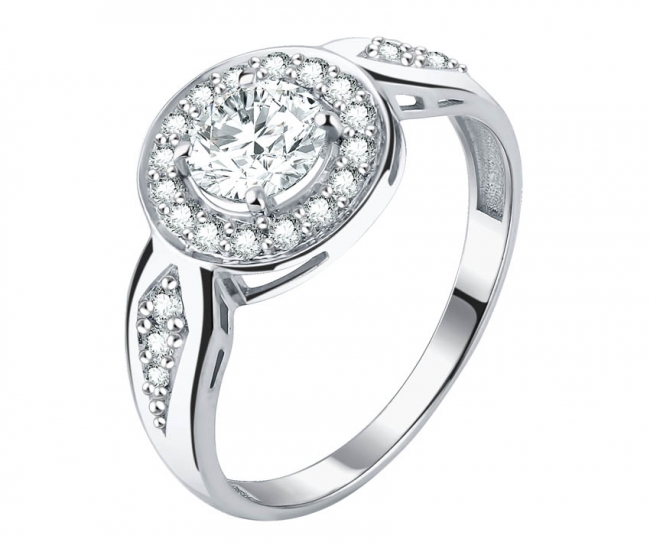 Кольцо из серебра с камнем Фианит фото, цены