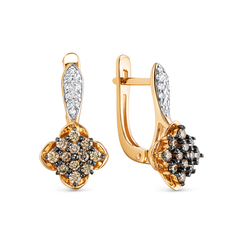 Серьги из золота с камнем Бриллиант фото, цены