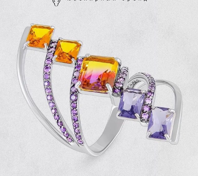 Кольцо из серебра с камнем Фианит, Ситалл фото, цены